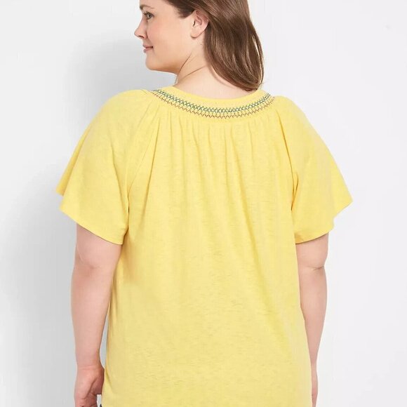 🔥 3/$15 🔥 Lane Bryant Keyhole Embroidered Raglan Sleeve Top Cottagecore  1X - Picture 3 of 10